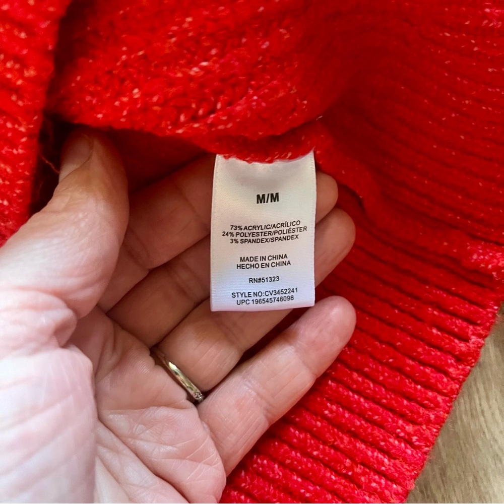 VINCE CAMUTO Half-zip Pullover Ribbed Knit Sweater Size Medium Red - Picture 12 of 13